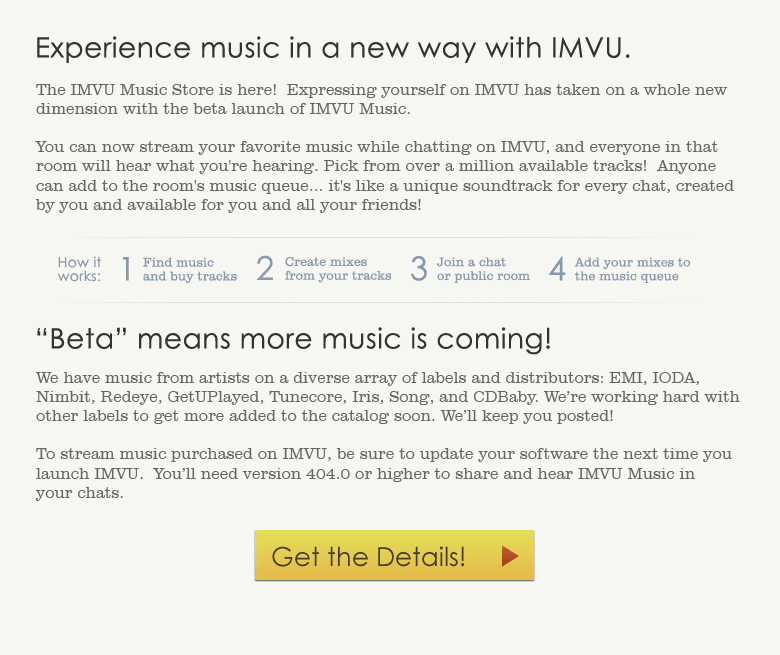 IMVU - Announcing the beta launch of IMVU Music